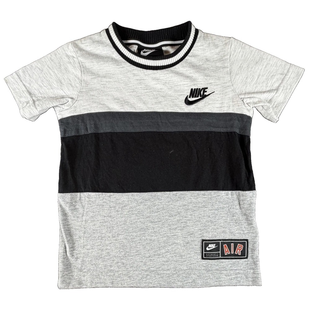 Nike Shirt Toddler 4T Gray Black Colorblock Air Logo Tee Short Sleeve Crew Neck